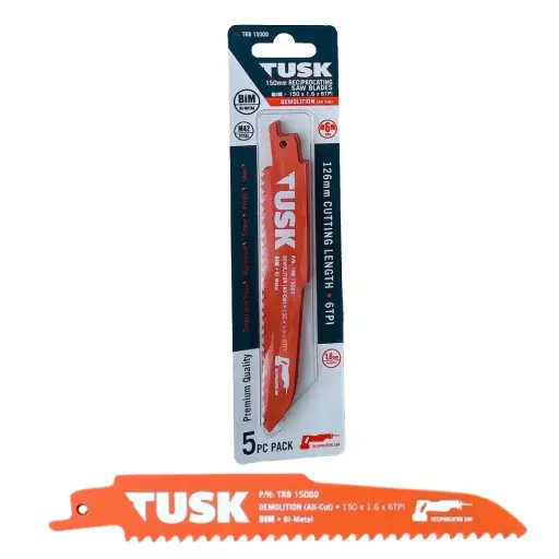 [TRB150DD] TUSK Bi-Metal Reciprocating Saw Blades for Demolition 150mm - (5 piece pack)