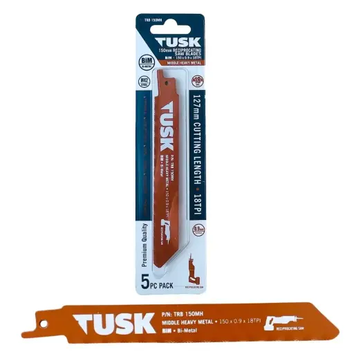 [TRB150MH] TUSK Bi-Metal Reciprocating Saw Blades for Middle Heavy Metal 150mm - (5 piece pack)