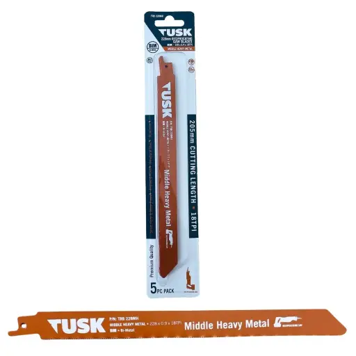 [TRB228MH] TUSK Bi-Metal Reciprocating Saw Blades for Middle Heavy Metal 228mm - (5 piece pack)