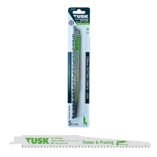 [TRB228TP] TUSK High Carbon Steel Reciprocating Saw Blades for Timber & Pruning 225mm - (5 piece pack)