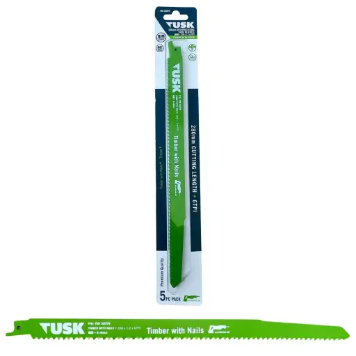 [TRB300TN] TUSK Bi-Metal Reciprocating Saw Blades for Timber with Nails 300mm - (5 piece pack)