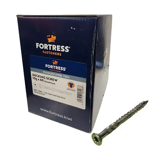[P0075887] FORTRESS Decking Screw 10g x 60 Countersunk Raised Head Stainless Steel (box of 1000)