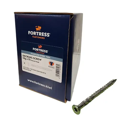[P0075888] FORTRESS Decking Screw 10g x 75 Countersunk Raised Head Stainless Steel (box of 500)