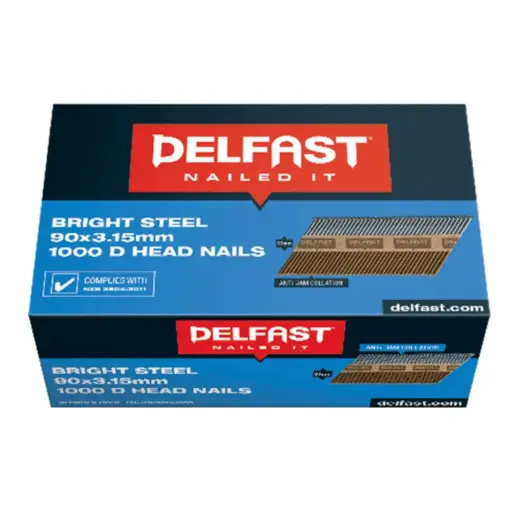 [FN-JDN90B-1000] DELFAST Bright Steel D Head Nails 90 x 3.15mm (1000)